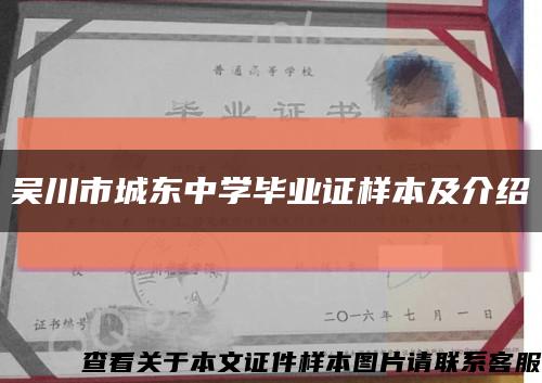 吳川市城東中學畢業證樣本及介紹縮略圖