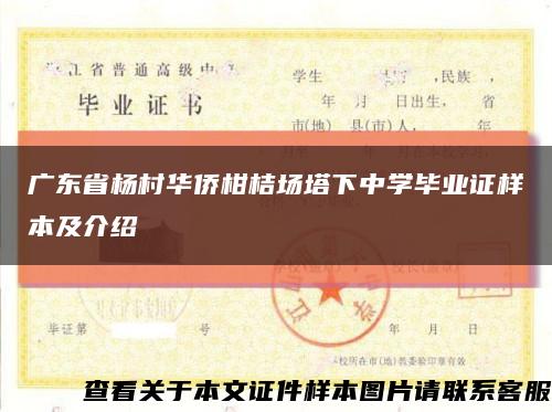 廣東省楊村華僑柑桔場塔下中學畢業證樣本及介紹縮略圖