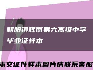 朝陽鎮輝南第六高級中學畢業證樣本縮略圖
