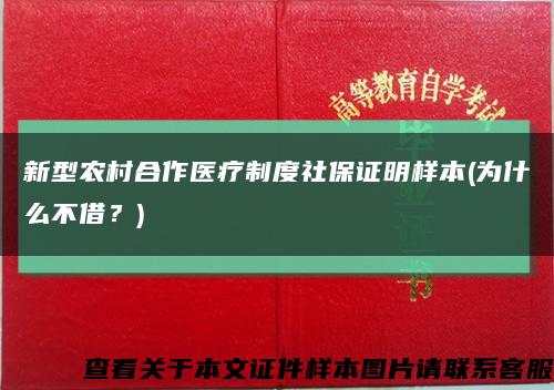 新型農村合作醫療制度社保證明樣本(為什么不借？)縮略圖
