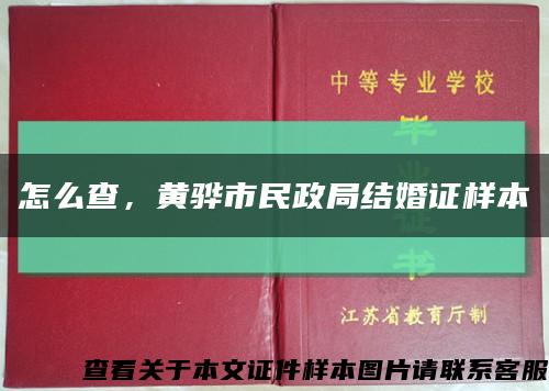 怎么查，黃驊市民政局結婚證樣本縮略圖