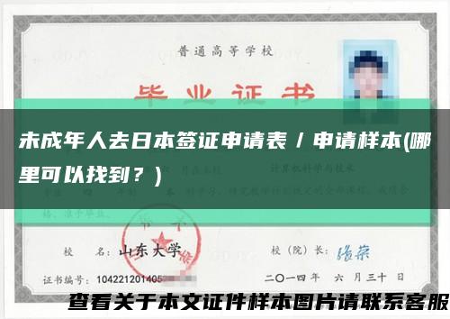 未成年人去日本簽證申請表／申請樣本(哪里可以找到？)縮略圖