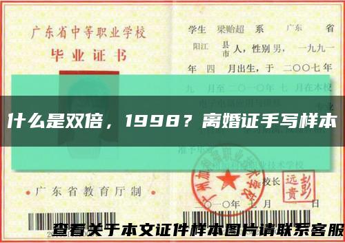 什么是雙倍，1998？離婚證手寫樣本縮略圖