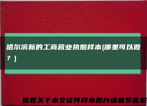 哈爾濱新的工商營業執照樣本(哪里可以做？)縮略圖