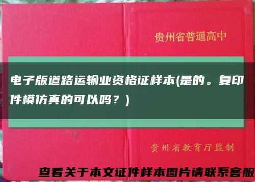 電子版道路運輸業資格證樣本(是的。復印件模仿真的可以嗎？)縮略圖