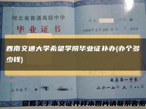 西南交通大學希望學院畢業證補辦(辦個多少錢)縮略圖