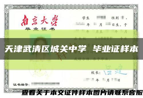 天津武清區城關中學 畢業證樣本縮略圖
