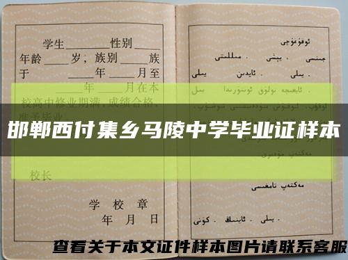 邯鄲西付集鄉馬陵中學畢業證樣本縮略圖