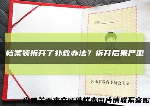 檔案袋拆開了補救辦法？拆開后果嚴重縮略圖