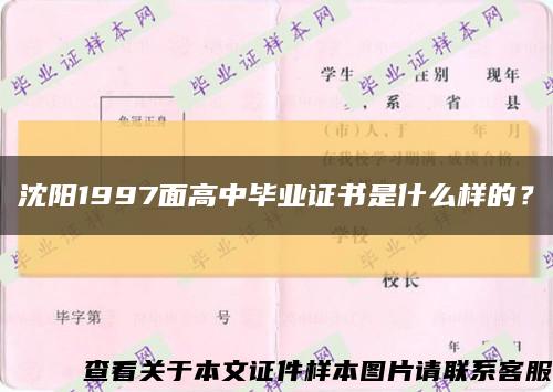 沈陽1997面高中畢業證書是什么樣的？縮略圖
