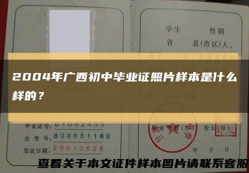 2004年廣西初中畢業證照片樣本是什么樣的？縮略圖