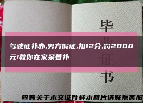 駕駛證補辦,男方假證,扣12分,罰2000元!教你在家呆著補縮略圖