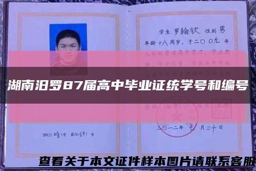 湖南汨羅87屆高中畢業證統學號和編號縮略圖