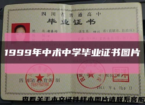 1999年中術中學畢業證書圖片縮略圖