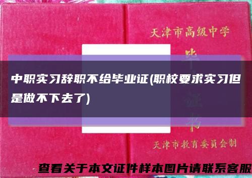 中職實習辭職不給畢業證(職校要求實習但是做不下去了)縮略圖
