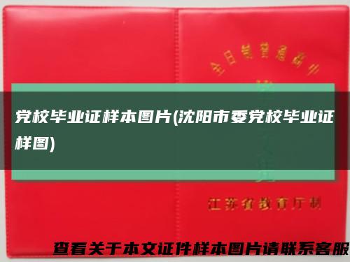 黨校畢業證樣本圖片(沈陽市委黨校畢業證樣圖)縮略圖