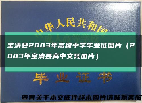 寶清縣2003年高級中學畢業證圖片（2003年寶清縣高中文憑圖片）縮略圖