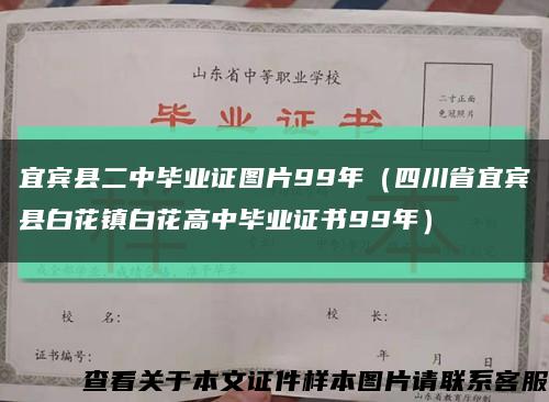宜賓縣二中畢業證圖片99年（四川省宜賓縣白花鎮白花高中畢業證書99年）縮略圖