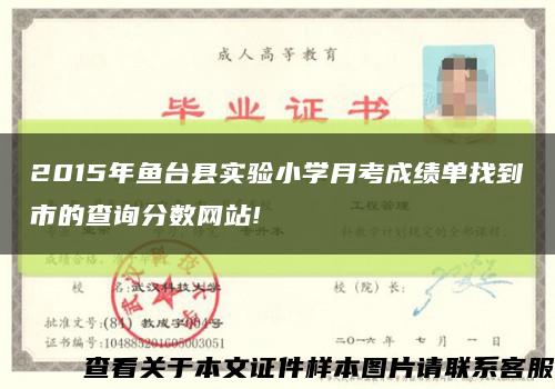 2015年魚臺縣實驗小學月考成績單找到市的查詢分數網站!縮略圖