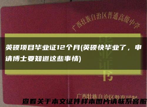 英碩項目畢業證12個月(英碩快畢業了，申請博士要知道這些事情)縮略圖