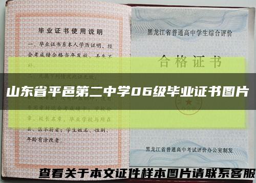 山東省平邑第二中學06級畢業證書圖片縮略圖