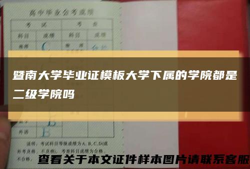 暨南大學畢業證模板大學下屬的學院都是二級學院嗎縮略圖
