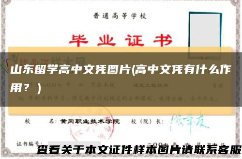 山東留學高中文憑圖片(高中文憑有什么作用？）縮略圖