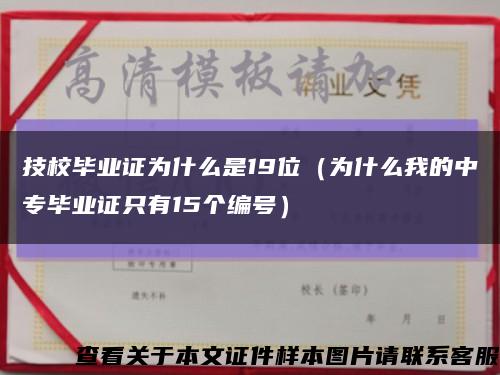 技校畢業證為什么是19位（為什么我的中專畢業證只有15個編號）縮略圖