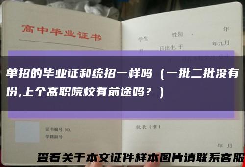 單招的畢業證和統招一樣嗎（一批二批沒有份,上個高職院校有前途嗎？）縮略圖