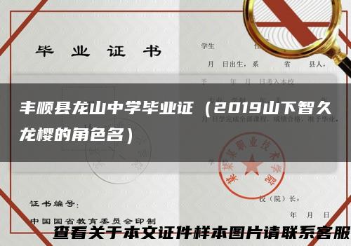 豐順縣龍山中學畢業證（2019山下智久龍櫻的角色名）縮略圖