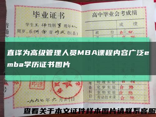 直譯為高級管理人員MBA課程內容廣泛emba學歷證書圖片縮略圖