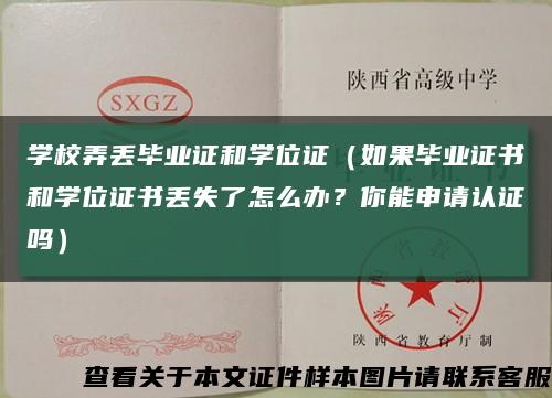 學校弄丟畢業證和學位證（如果畢業證書和學位證書丟失了怎么辦？你能申請認證嗎）縮略圖