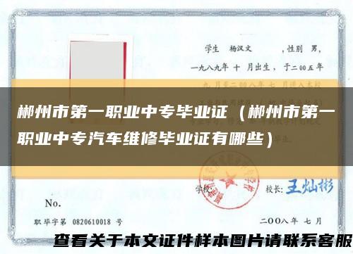 郴州市第一職業中專畢業證（郴州市第一職業中專汽車維修畢業證有哪些）縮略圖