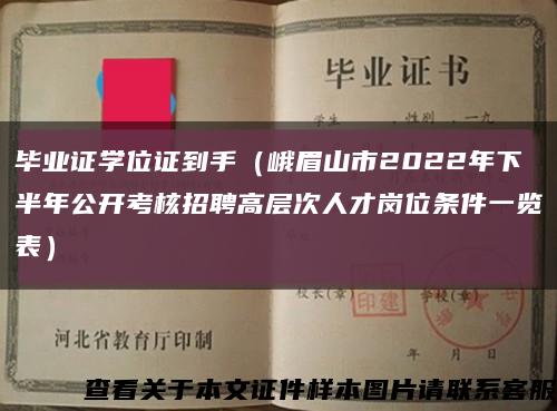 畢業證學位證到手（峨眉山市2022年下半年公開考核招聘高層次人才崗位條件一覽表）縮略圖