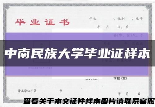中南民族大學畢業證樣本縮略圖
