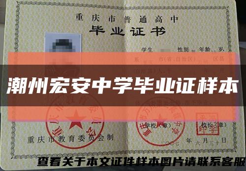 潮州宏安中學畢業證樣本縮略圖