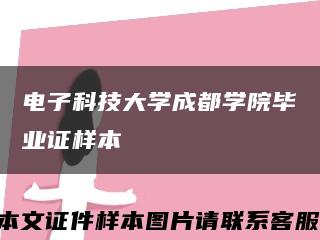 電子科技大學成都學院畢業證樣本縮略圖