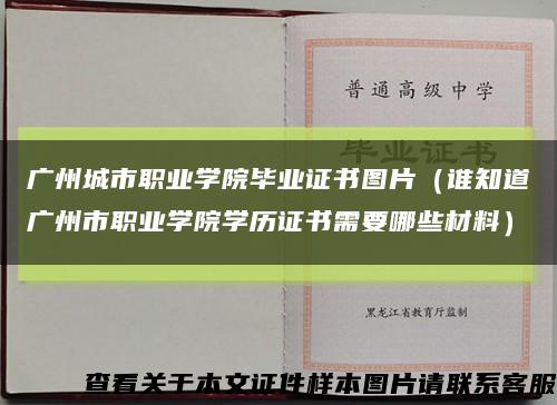 廣州城市職業學院畢業證書圖片（誰知道廣州市職業學院學歷證書需要哪些材料）縮略圖