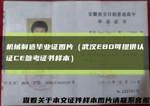 機械制造畢業證圖片（武漢EBO可提供認證CE參考證書樣本）縮略圖