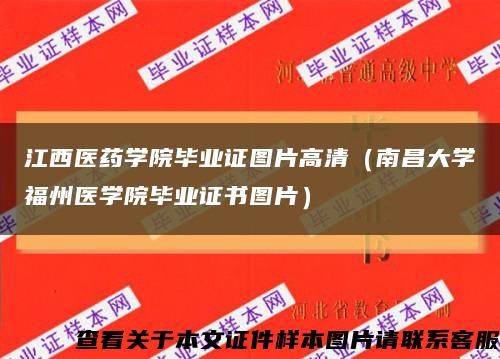 江西醫藥學院畢業證圖片高清（南昌大學福州醫學院畢業證書圖片）縮略圖
