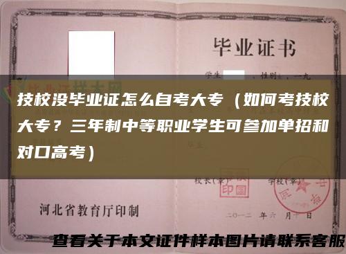 技校沒畢業證怎么自考大專（如何考技校大專？三年制中等職業學生可參加單招和對口高考）縮略圖