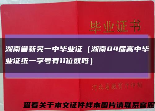湖南省新晃一中畢業證（湖南04屆高中畢業證統一學號有11位數嗎）縮略圖