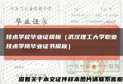 技術學校畢業證模板（武漢理工大學職業技術學院畢業證書模板）縮略圖