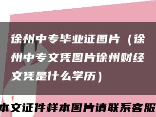 徐州中專畢業證圖片（徐州中專文憑圖片徐州財經文憑是什么學歷）縮略圖