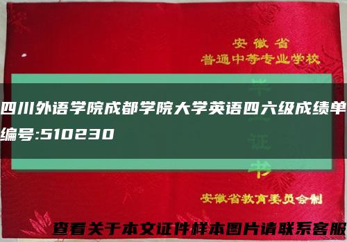 四川外語學院成都學院大學英語四六級成績單編號:510230縮略圖