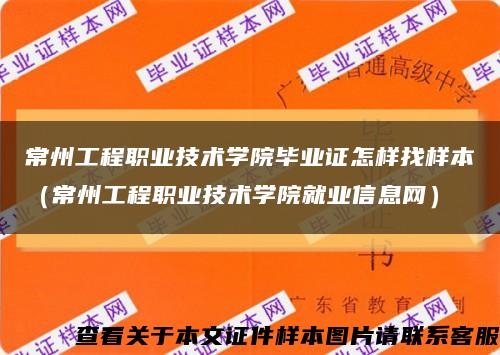 常州工程職業技術學院畢業證怎樣找樣本（常州工程職業技術學院就業信息網）縮略圖