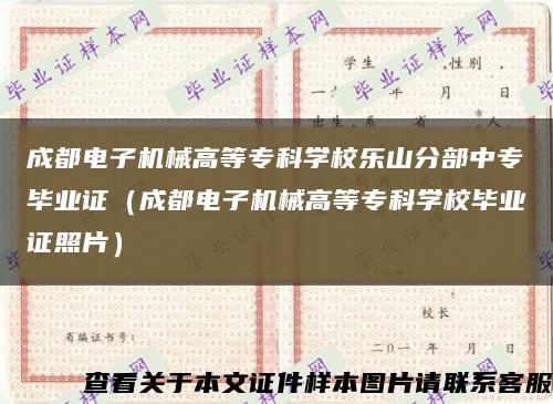 成都電子機械高等?？茖W校樂山分部中專畢業證（成都電子機械高等?？茖W校畢業證照片）縮略圖