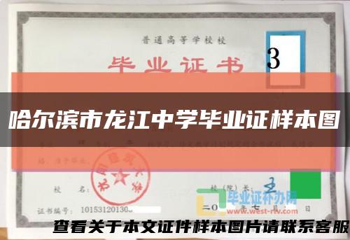 哈爾濱市龍江中學畢業證樣本圖縮略圖