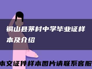 銅山縣茅村中學畢業證樣本及介紹縮略圖
