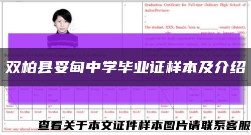 雙柏縣妥甸中學畢業證樣本及介紹縮略圖
